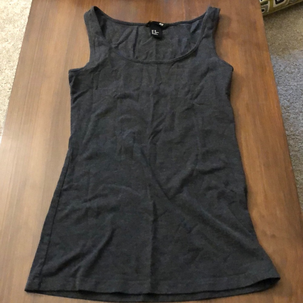 Gray tank top.